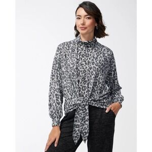 Chico's Zenergy Soft Essentials Tie Front Cardigan Womens 2 (Large) Animal Print